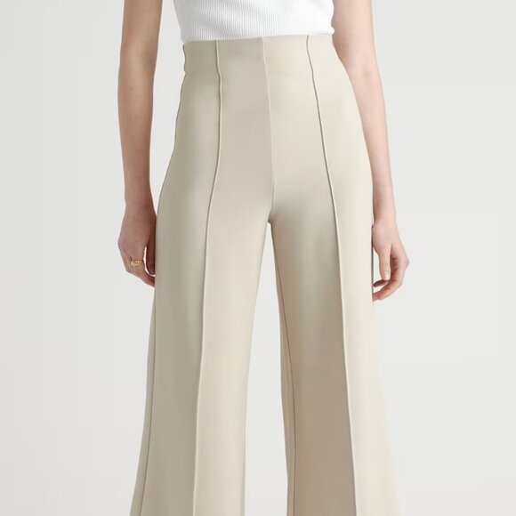 Quince Ultra-Stretch Ponte Super Wide Leg Pants in Ecru size Medium 30” inseam - Picture 2 of 10